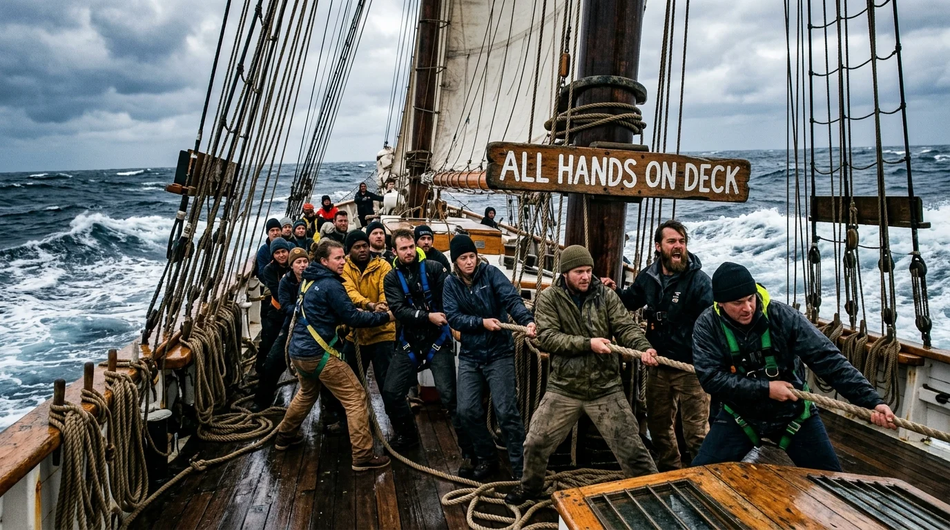 All hands on deck meaning in English